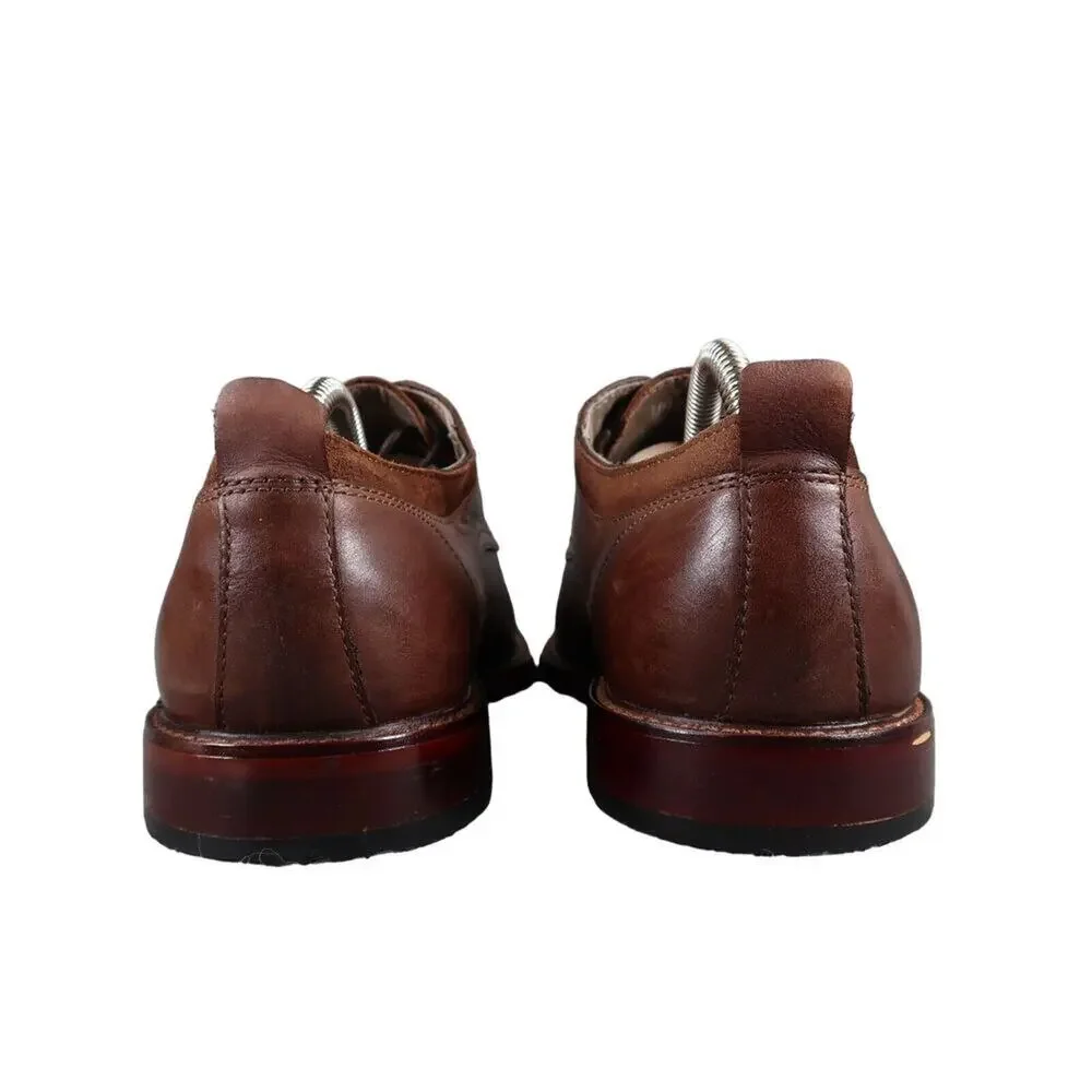 Aston Grey Shoes Men 9 Oxford Derby Leather Brown Plain Toe Dress Formal Classic